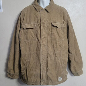 Eddie Bauer Tan Brown Corduroy Jacket Size Men's Large Tall